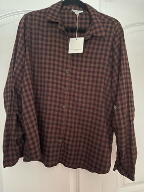 Brown and Black Check Button-Down Shirt